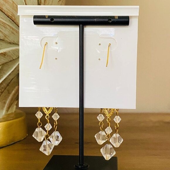 Lee Sands Gold Victorian Crystal Drop Earrings NEW! - Picture 3 of 3